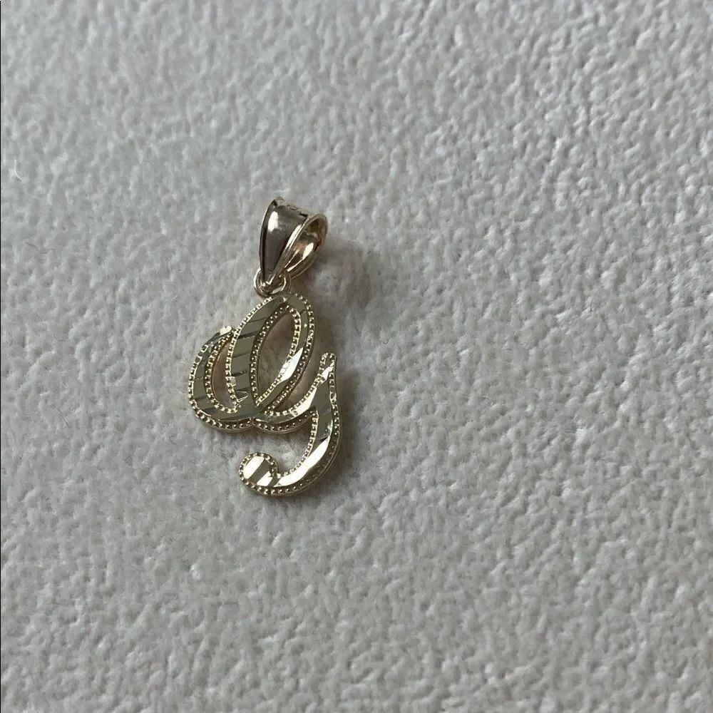 14k Solid Gold initial G Pendant | Initial or letter charm | perfect gift |